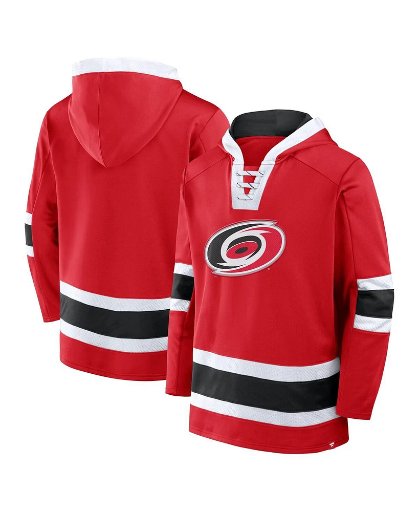 Fanatics Men's Red Carolina Hurricanes Inside Line Fleece Pullover Hoodie