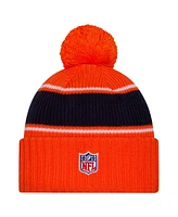 New Era Men's Orange Denver Broncos 2024 Sideline Cuffed Knit Hat with Pom