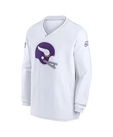 Nike Men's White Minnesota Vikings 2024 Sideline Throwback Logo Long-Sleeve V-Neck Windshirt