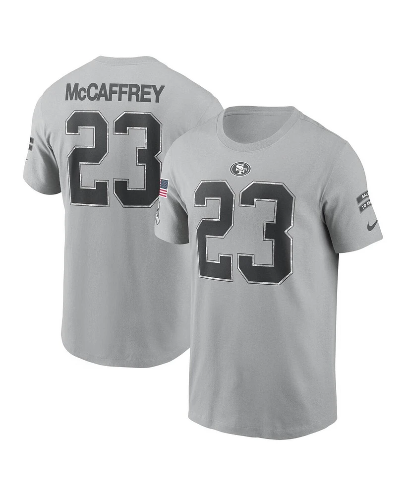 Nike Men's Christian McCaffrey Gray San Francisco 49ers 2024 Salute To Service Name Number T-Shirt