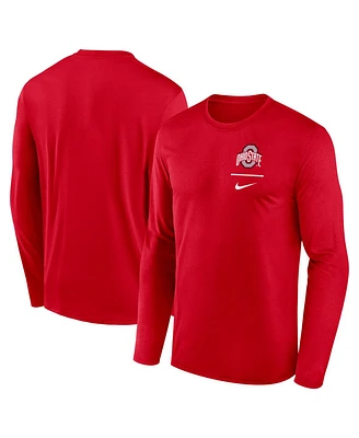 Nike Men's Scarlet Ohio State Buckeyes Primary Stack Legend Long Sleeve T-Shirt