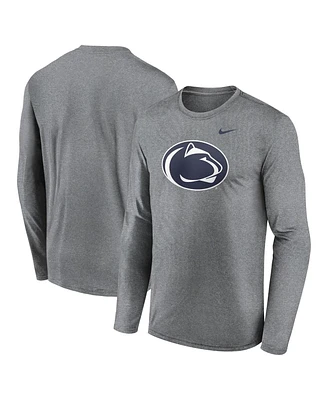 Nike Men's Heather Gray Penn State Nittany Lions Primetime Primary Legend Long Sleeve T-Shirt