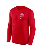 Nike Men's Scarlet Ohio State Buckeyes Primary Stack Legend Long Sleeve T-Shirt