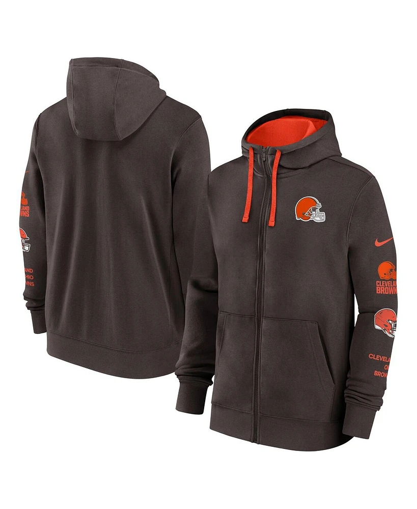 Nike Men's Brown Cleveland Browns Club Full-Zip Hoodie Jacket