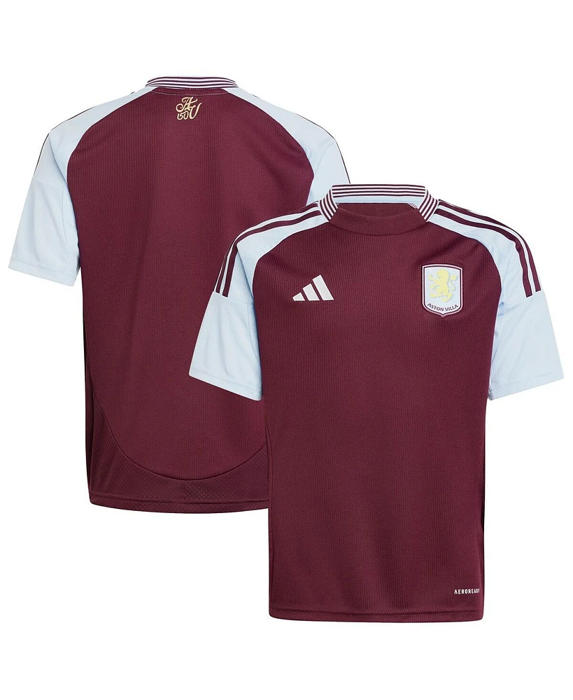 Adidas Big Boys and Girls Claret Aston Villa 2024/25 Home Replica Jersey