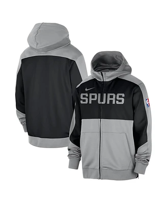 Nike Men's Silver San Antonio Spurs Authentic On-Court Showtime Performance Full-Zip Hoodie