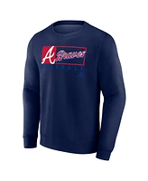 Fanatics Men's Navy Atlanta Braves Focus Fleece Pullover Sweatshirt