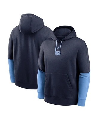 Jordan Men's Navy/Light Blue North Carolina Tar Heels 2024 Sideline Club Pullover Hoodie