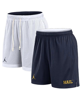 Jordan Men's White/Navy Michigan Wolverines Primetime Reversible Shorts