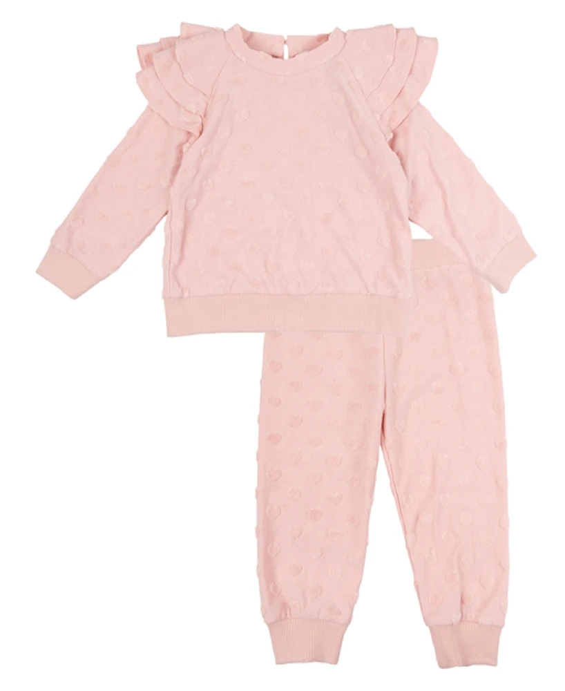 Rare Editions Baby Girl Textured French Terry Outfit, 2-Piece Set