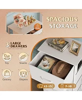 Wlive Dresser with 3 Drawers Fabric Nightstand Cabinet Wheels Organizer Storage for Bedroom Office Closets Sturdy Steel Frame Easy Pull H