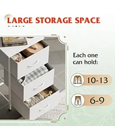 Wlive Dresser with 3 Drawers Fabric Nightstand Organizer Storage for Bedroom Hallway Entryway Closets Sturdy Steel Frame Wood Top Easy Pull Ha