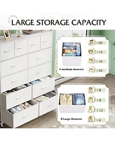 Wlive Tall Dresser for Bedroom with 12 Drawers Dressers & Chests of Fabric Closet Storage Draw