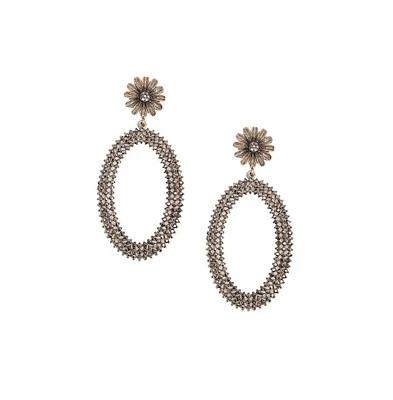 Maxi Daisy Intricate Oval Drop Earrings