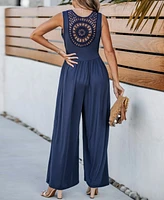 Cupshe Women's Plunging Sleeveless Wide Leg Jumpsuit