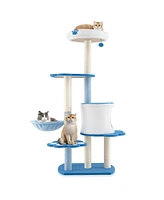 Gymax 54'' Cat Tree Tower w/ Sisal Scratching Posts Bell Cat Perch Cat Condo