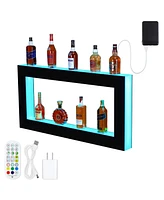 gaomon Acrylic Lde Wine Cabinet - Led Wine Display Rack, Remote Control, App-Controlled, Modern Design, 48-Inch 2-Tier