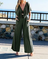 Cupshe Women's Eucalyptus Ruffled Straight Leg Jumpsuit