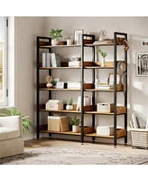 gaomon Corner Bookshelf, 5-Tier Bookshelves with 4 Hooks, Convertible Bookshelf