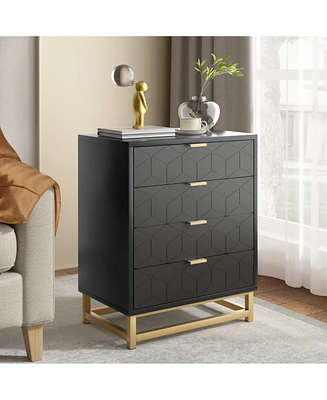 gaomon Drawer Dresser with Metal Legs, Wood Dresser Chest Organizer with Wide Storage, Modern Chest of Drawers for Bedroom, Living Room