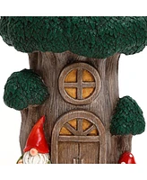 LuxenHome Gnome Tree Stump MgO Indoor and Outdoor Sculpture Side Table