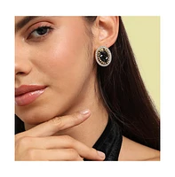 Sohi Embellished Cluster Oval Stud Earrings