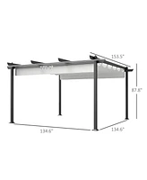 Outsunny 13' x Aluminum Pergola with Retractable Canopy,