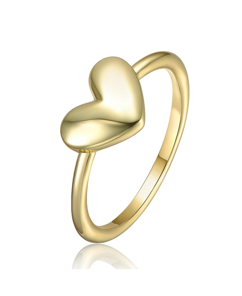 GiGiGirl Minimalist Heart-Shaped Band Ring White Gold Plated