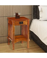 Slickblue Telephone Stand with Slatted Side Panels for Compact Storage