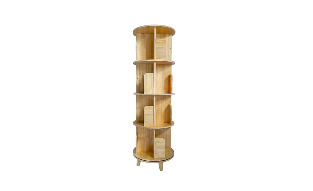 Slickblue 4-Layer Rotating Bookcase for Space-Saving and Convenient Storage