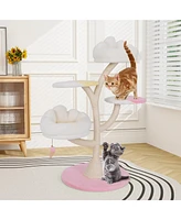 Gymax Multi-Layer Cat Tree Cute Cat Tower w/ 2 Cat Perches & 2 Platforms