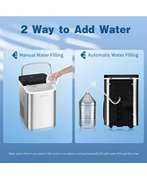 Jinjunye Nugget Ice Maker Countertop, 40LBS/Day, Timer, 2 Way Add Water