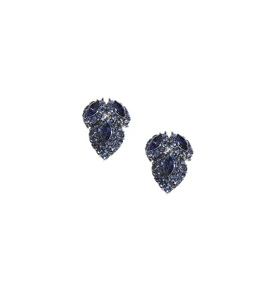 Sohi Crystal Leaf Stud Earrings