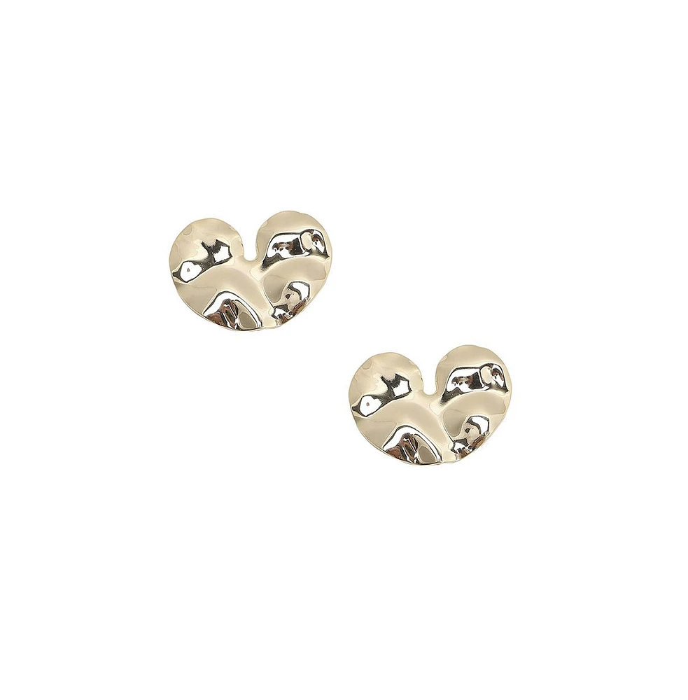 Sohi Textured Heart Stud Earrings