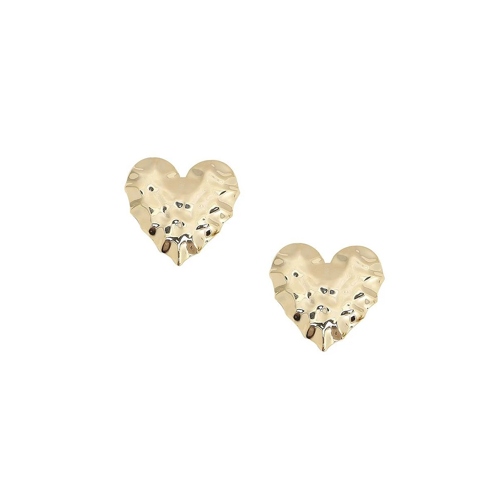 Dented Textured Heart Stud Earrings