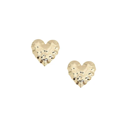 Sohi Dented Textured Heart Stud Earrings