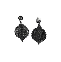 Sohi Embellished Leaf Drop Earrings