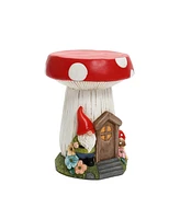 LuxenHome Gnome Mushroom MgO Indoor and Outdoor Sculpture Side Table