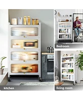Mega Casa 4 Door Accent Cabinet, 5 Tier Kitchen Organizer Shelf