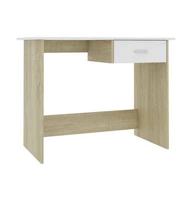 vidaXL Desk White and Sonoma Oak 39.4"x19.7"x29.9" Engineered Wood