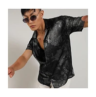 Men's Midnight Black & Chalice Silver Metallic Ombre Shirt