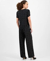 Ak Anne Klein Petite Dot Print Tulip Sleeve Top Wide Leg Pants