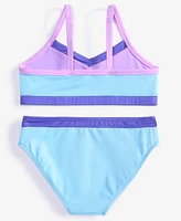 Breaking Waves Big Girls 2-Pc. Colorblocked Mid-Rise Swimsuit