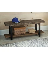 Slickblue Modern Industrial Style Wood and Metal Accent Bench for Living Room or Entryway