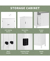 Slickblue Bathroom Storage Cabinet with Two Doors and Drawers for Stylish and Organized Storage