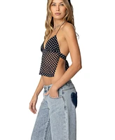 Edikted Women's Polka Dot Backless Chiffon Top