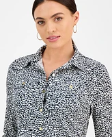 I.n.c. International Concepts Petite Printed Utility Shirt, Exclusively at Macy's