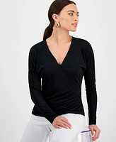 I.n.c. International Concepts Petite Dolman-Sleeve Surplice-Neck Top, Exclusively at Macy's