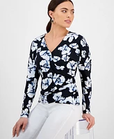 I.n.c. International Concepts Petite Dolman-Sleeve Floral-Print Top, Exclusively at Macy's