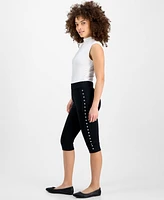 Bar Iii Petite Side-Studded Ponte Capri Pants, Exclusively at Macy's